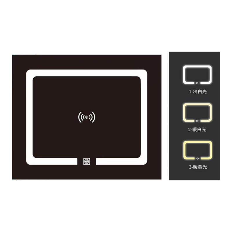 Black rectangular wireless charging glass Bedside table smart glass panel  right angle